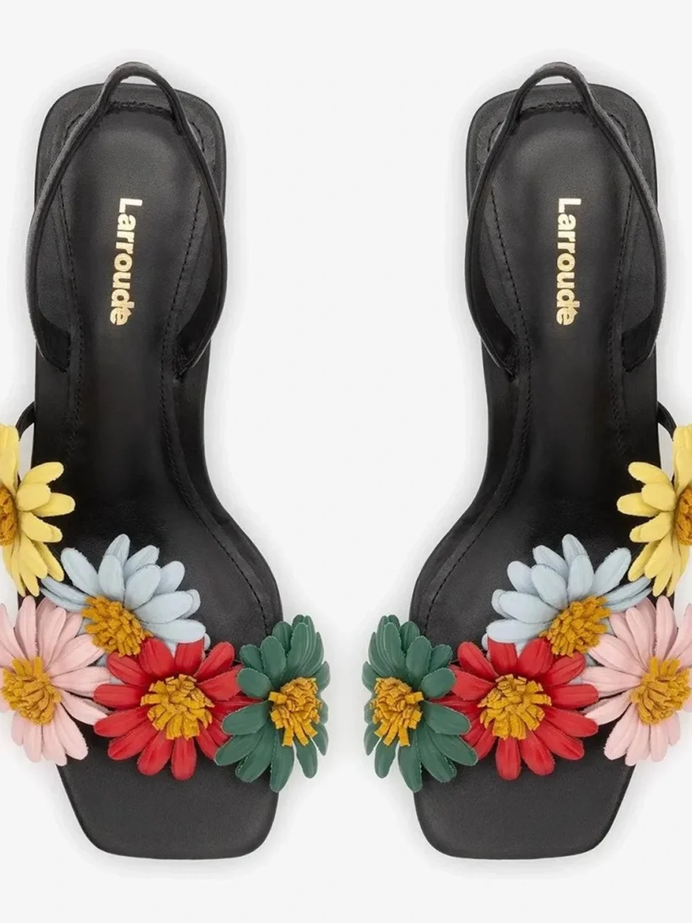 NWT Larroude Fiore Sandal Black Leather Size 9.5